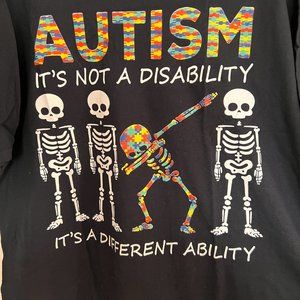 NWT Autism it's a different ability Funny Dabbing skeleton Gift T-Shirt XXXL 3XL